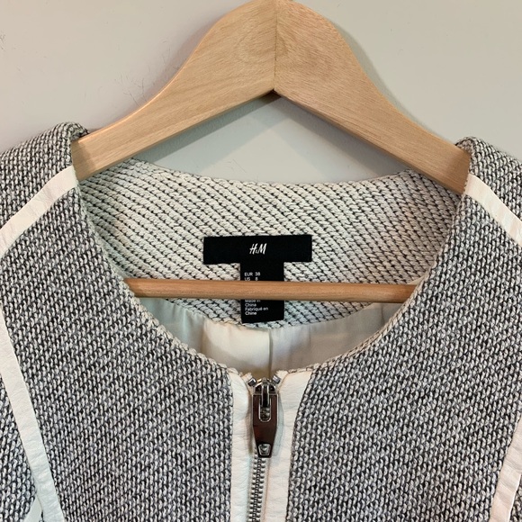 H&M Knit & Vegan Leather Zipper Moto Jacket Size 8 - Picture 5 of 8